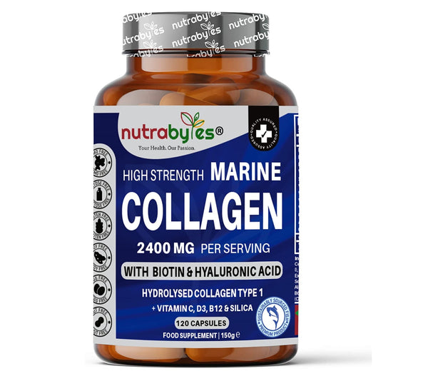 Marine Collagen Complex (Capsules), 2400mg Hydrolysed Marine Collagen (Type 1), Hyaluronic Acid, Biotin, Silica, Vitamin C, D3, B6 and B12 | UK