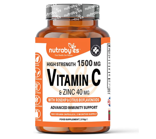High Strength Vitamin C with Zinc High Strength Vegan Capsules (Advanced Immunity Support) | 3 Months Supply