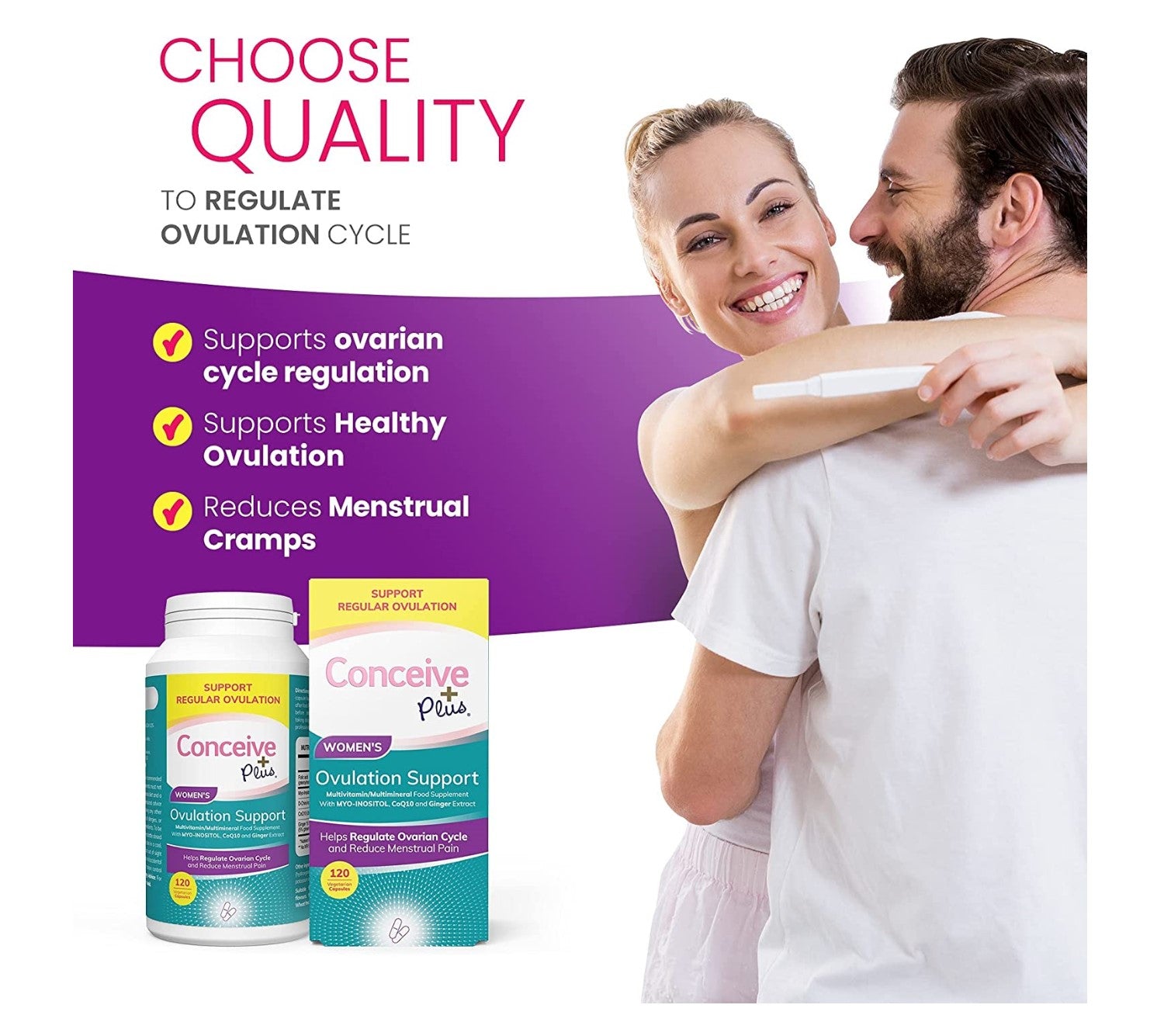 CONCEIVE PLUS Fertility Supplements (Myo Inositol) 120 capsules